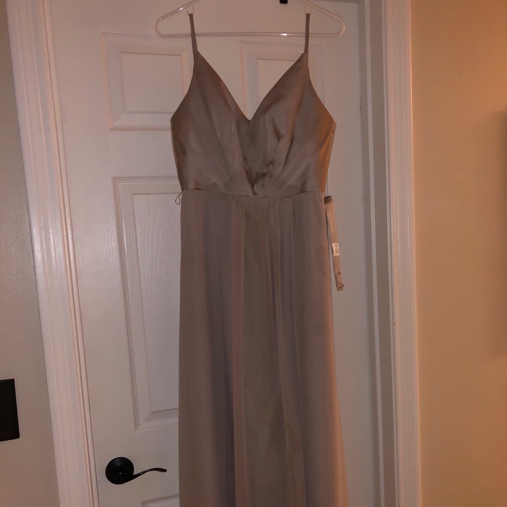 Vera Wang taupe colored bridesmaid dress